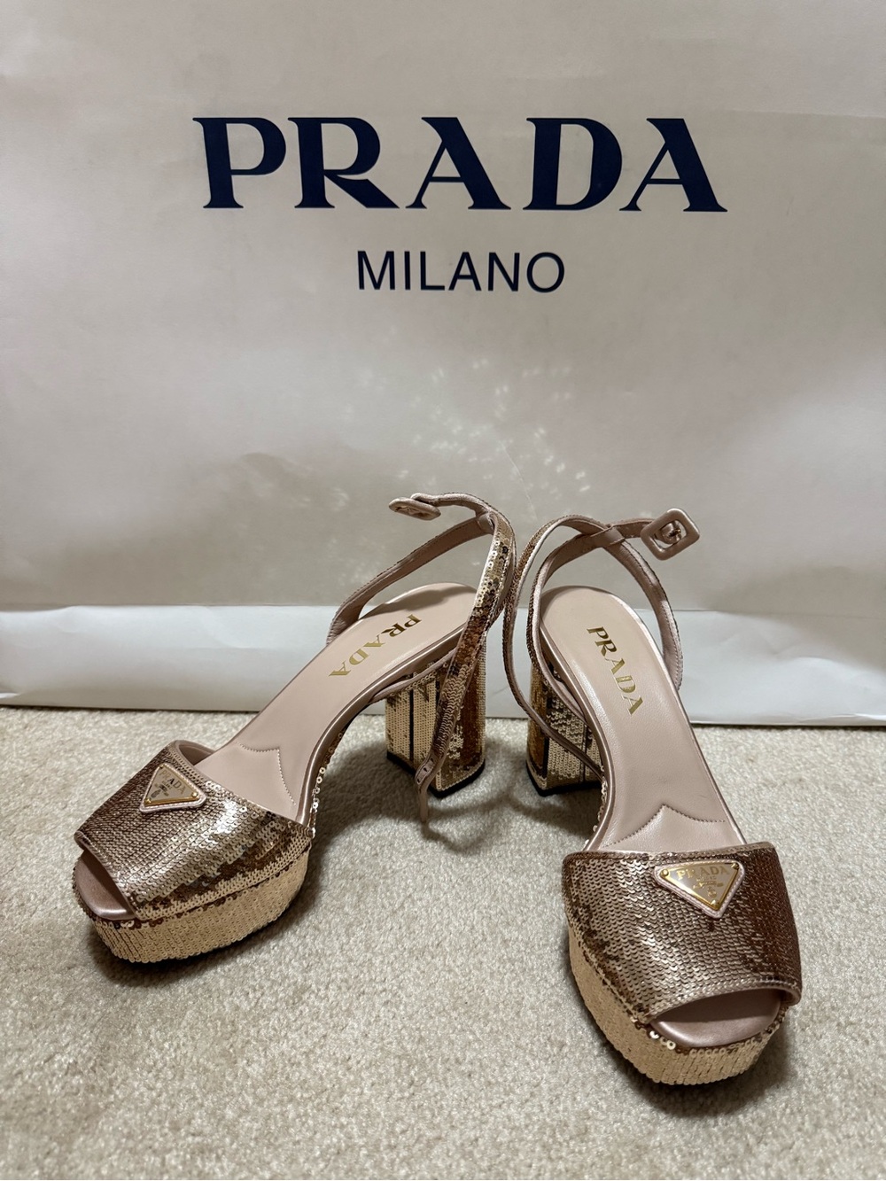 Prada Sequin Platforms
